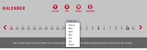 Abbildung Kalender Monatsauswahl